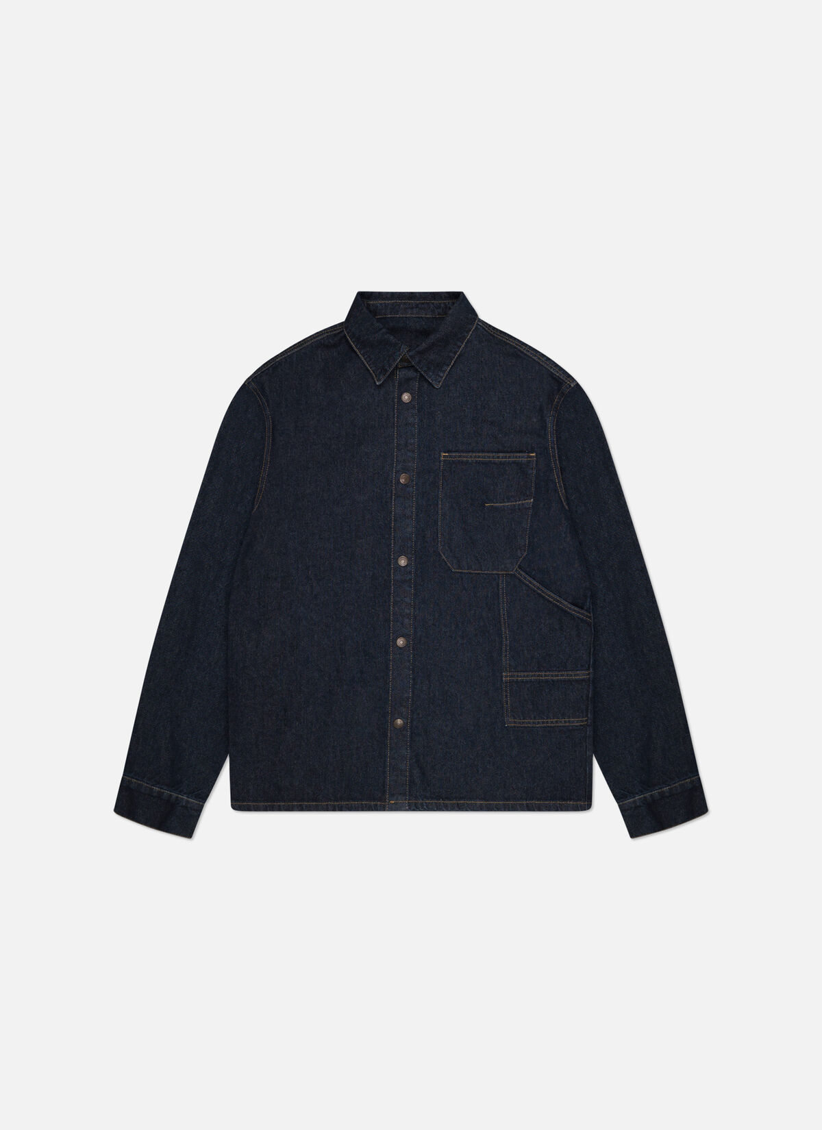 Double Face Denim Shirt, Blue/Blue, hi-res
