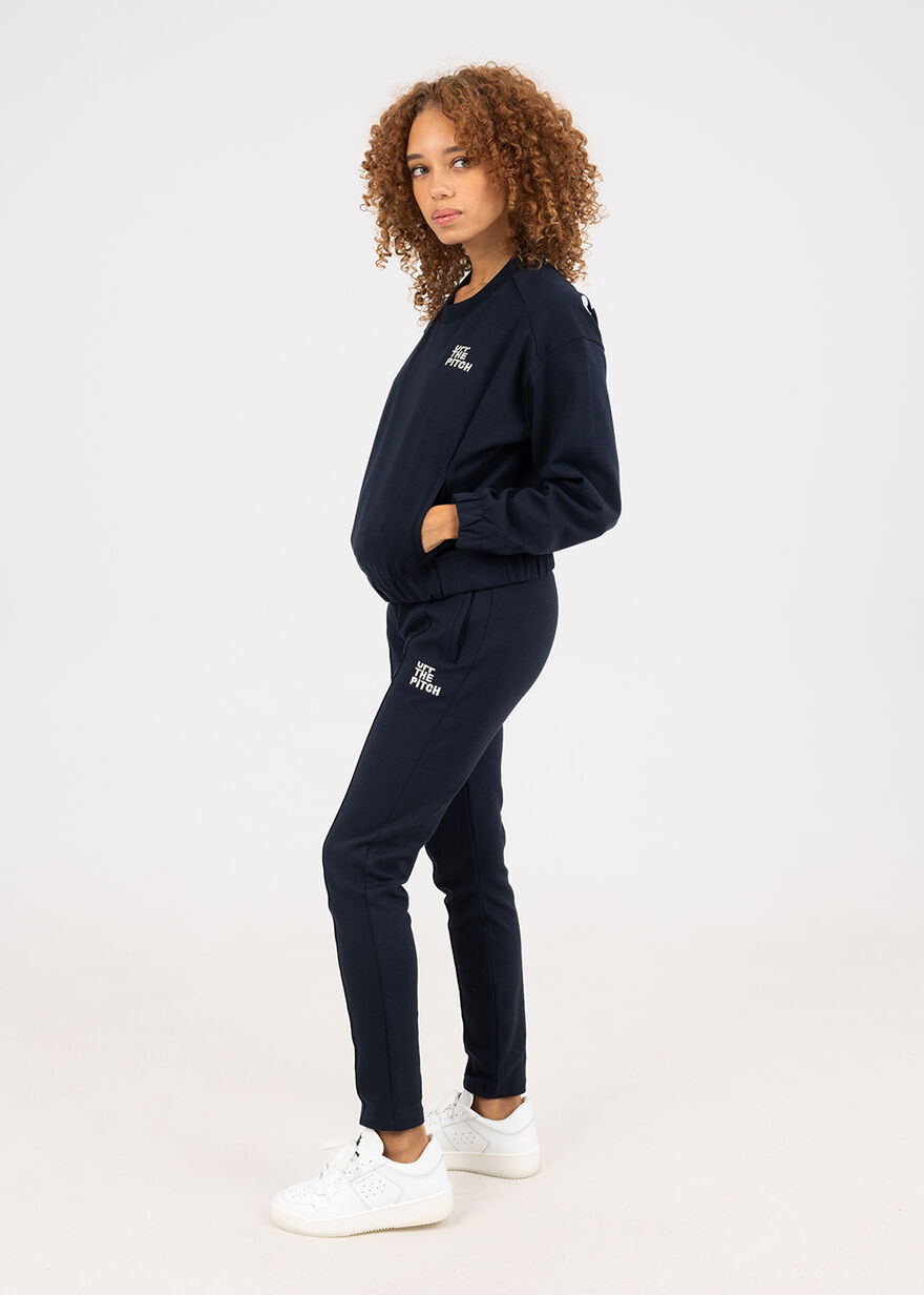 Offset Jog Suit Women - 78%Cotton/17%Polyester/5% , Navy/Black, hi-res