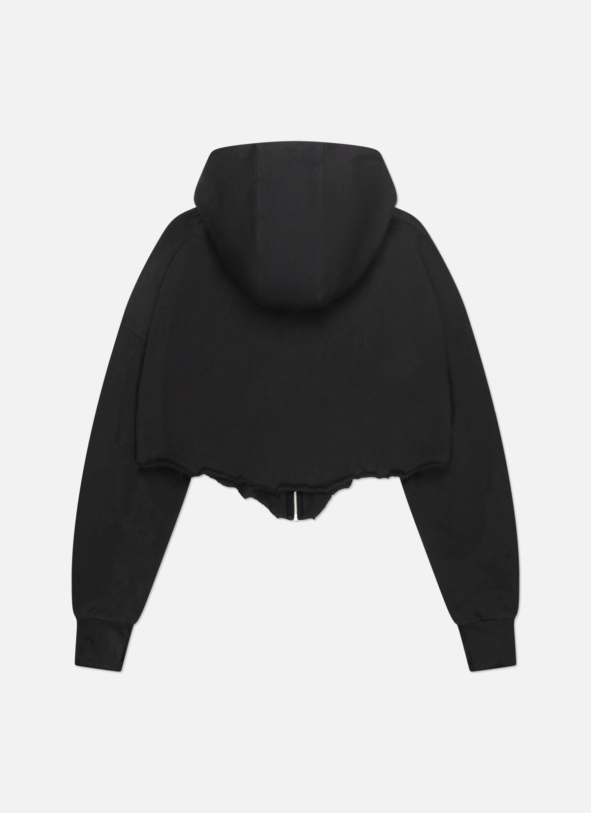 Frayed Edge Cropped Hood, Black, hi-res