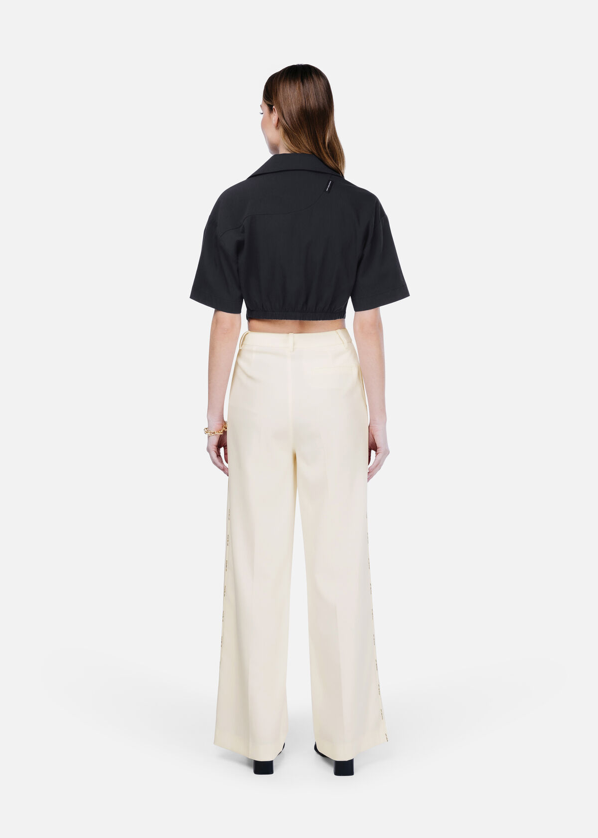 WMNS Cropped Shirt, Black, hi-res
