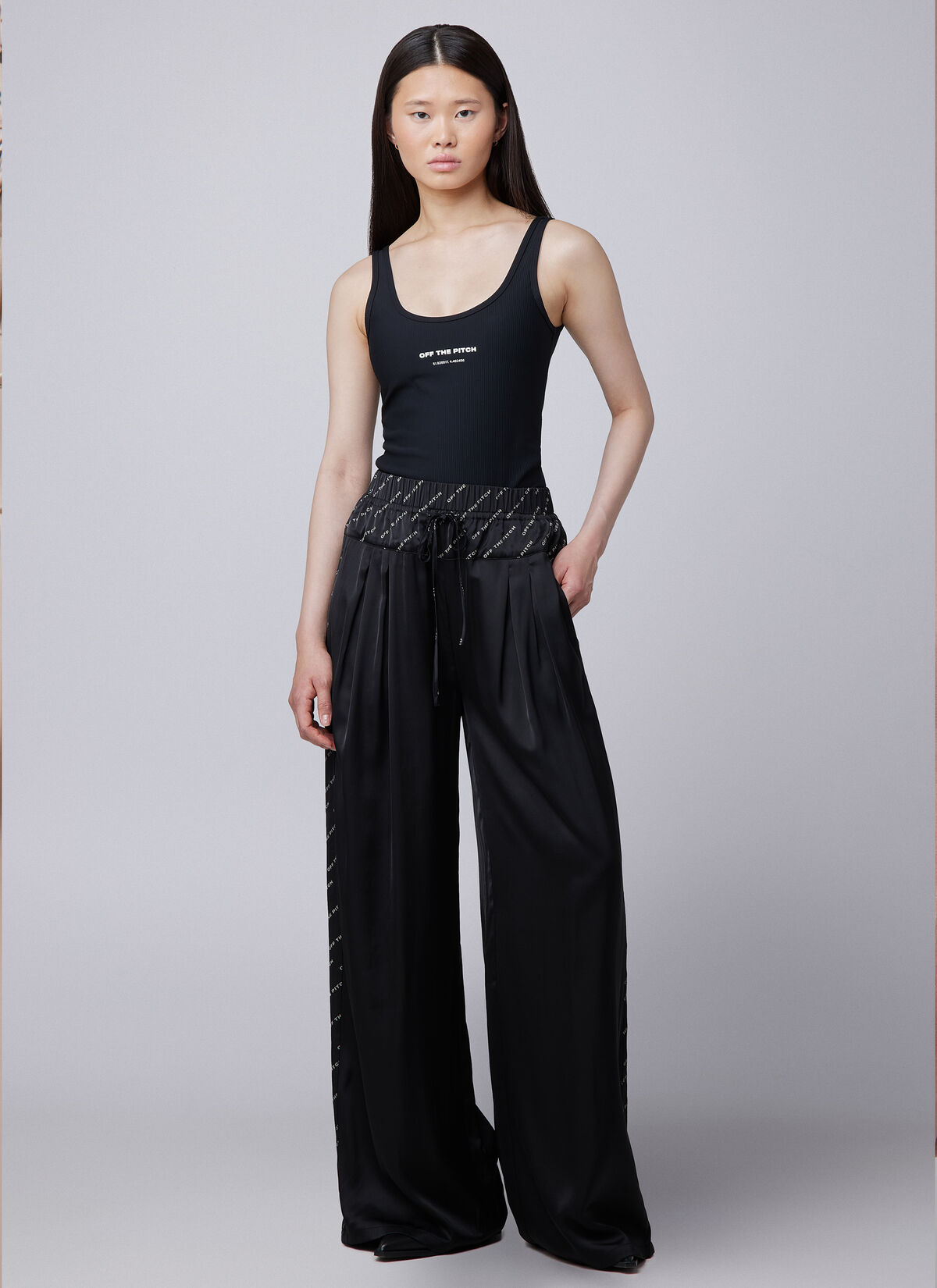 Satin Paige Pants, Black, hi-res
