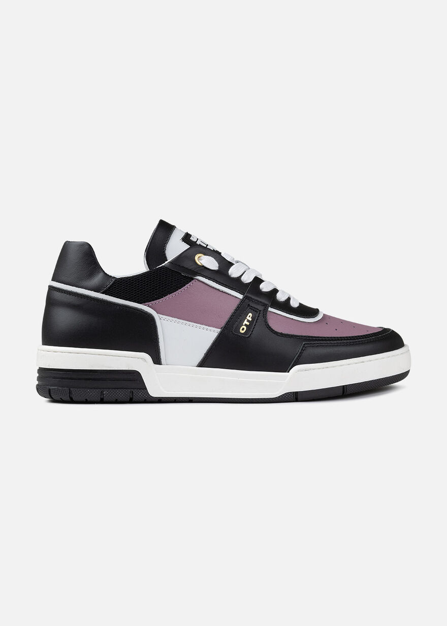 Basketta Lo Struthio - Leather/Ostrich pattern, Black/Red, hi-res