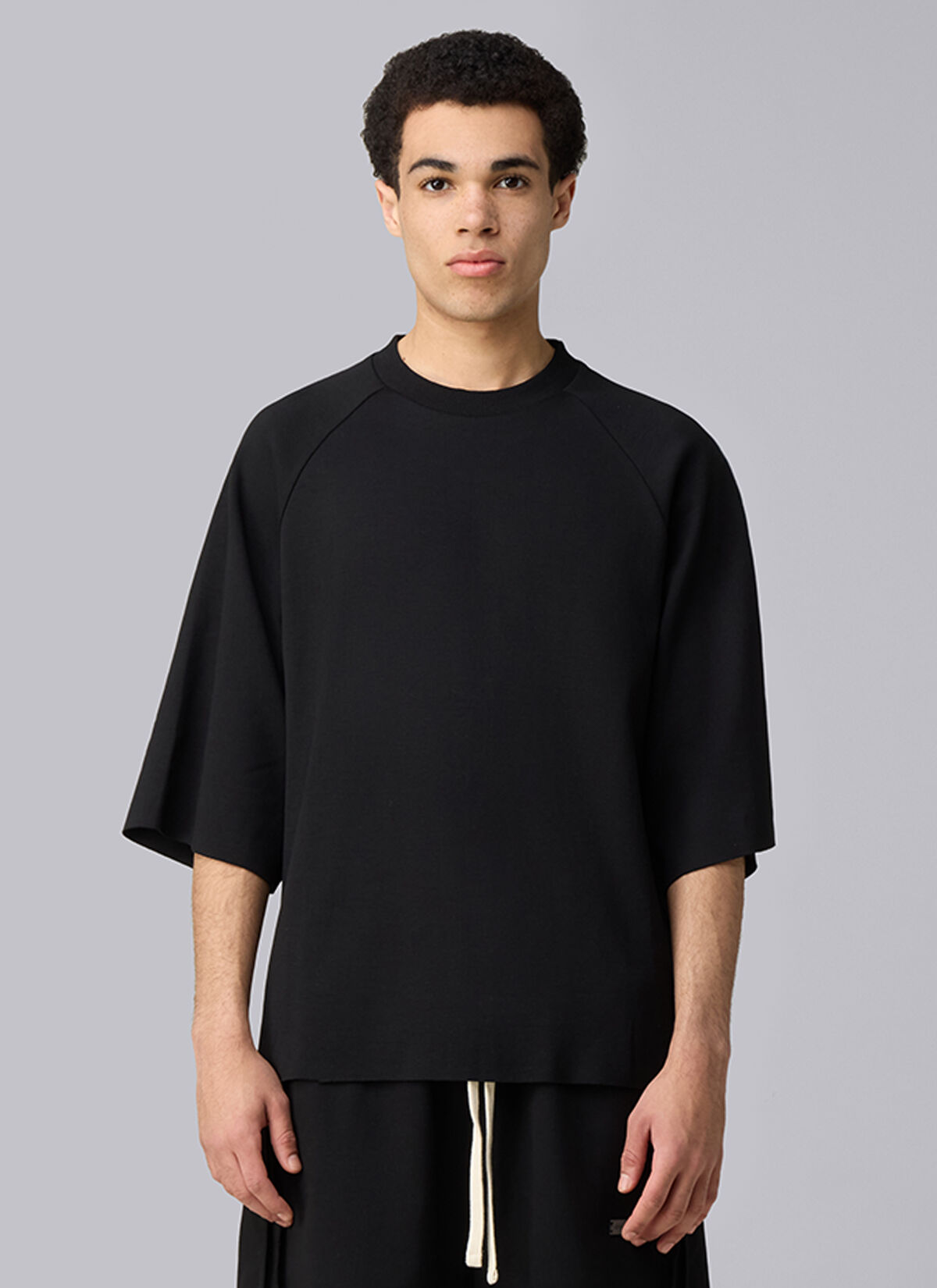Raw Edge Echo Raglan Tee, Black, hi-res