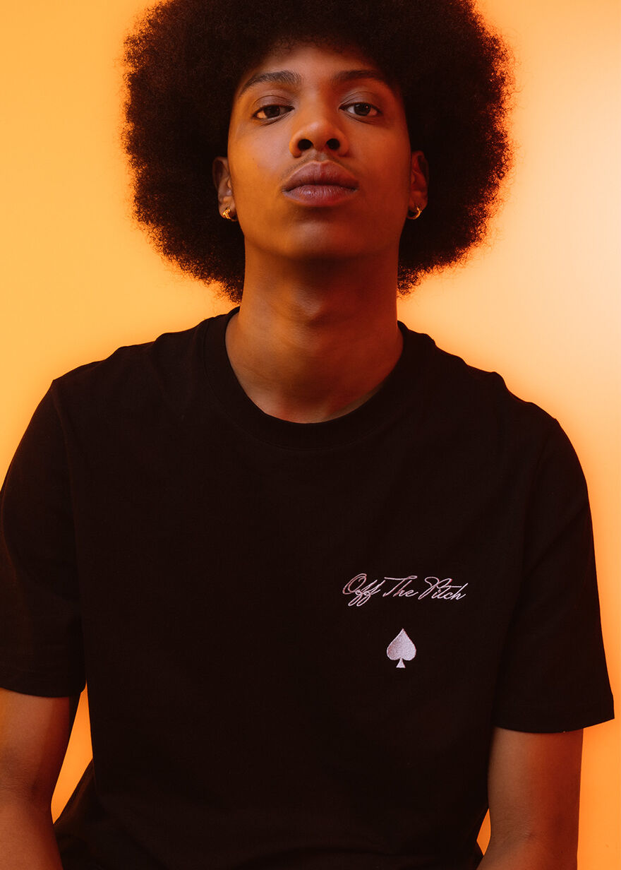 Script Ace Regular Tee, Black, hi-res
