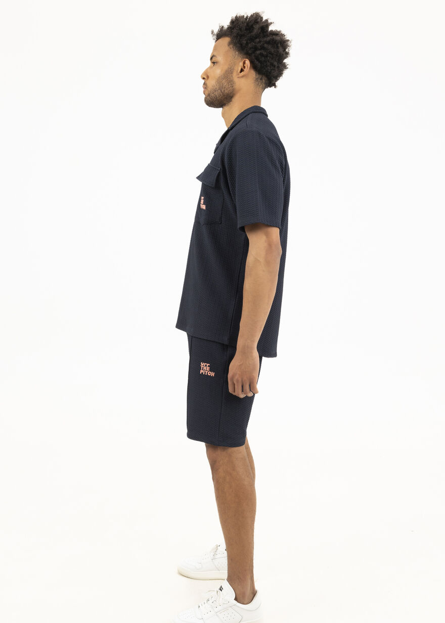 Boulevard Lapel Shirt - 97% Polyester / 3% Elastan, Navy/Black, hi-res