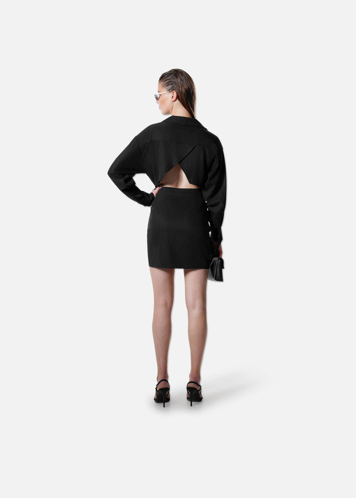 Pleated Vira Dress, Black, hi-res