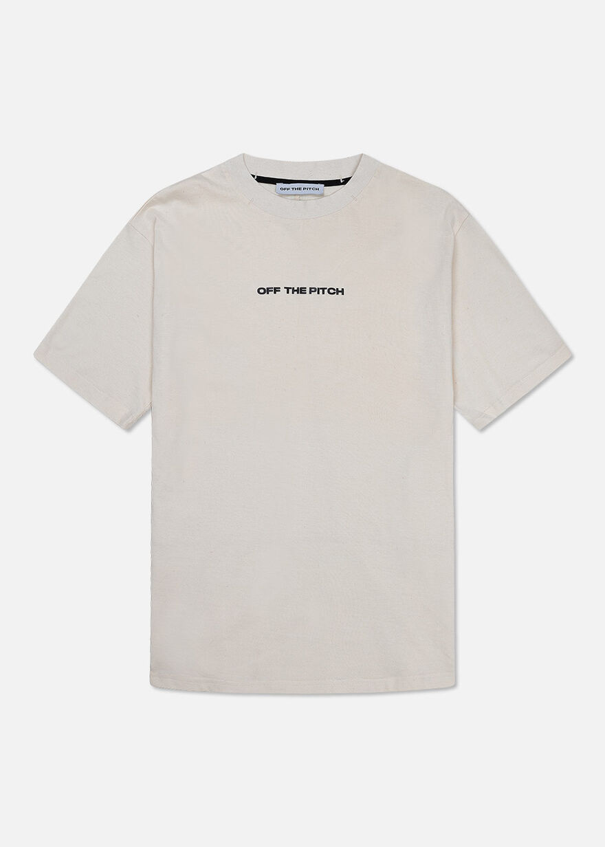 Overlock Loose Fit Tee - 100% Cotton, Crème, hi-res