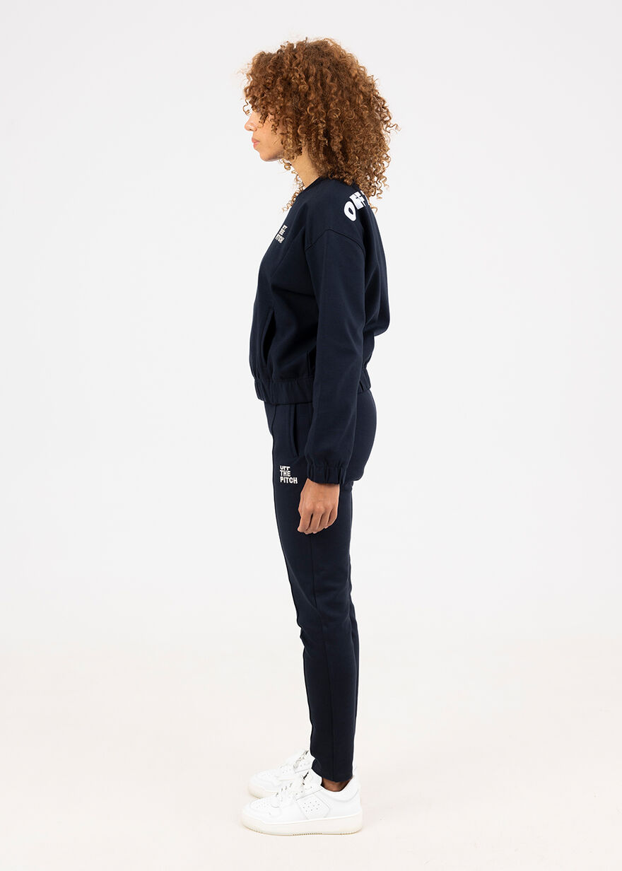 Offset Jog Suit Women - 78%Cotton/17%Polyester/5% , Navy/Black, hi-res