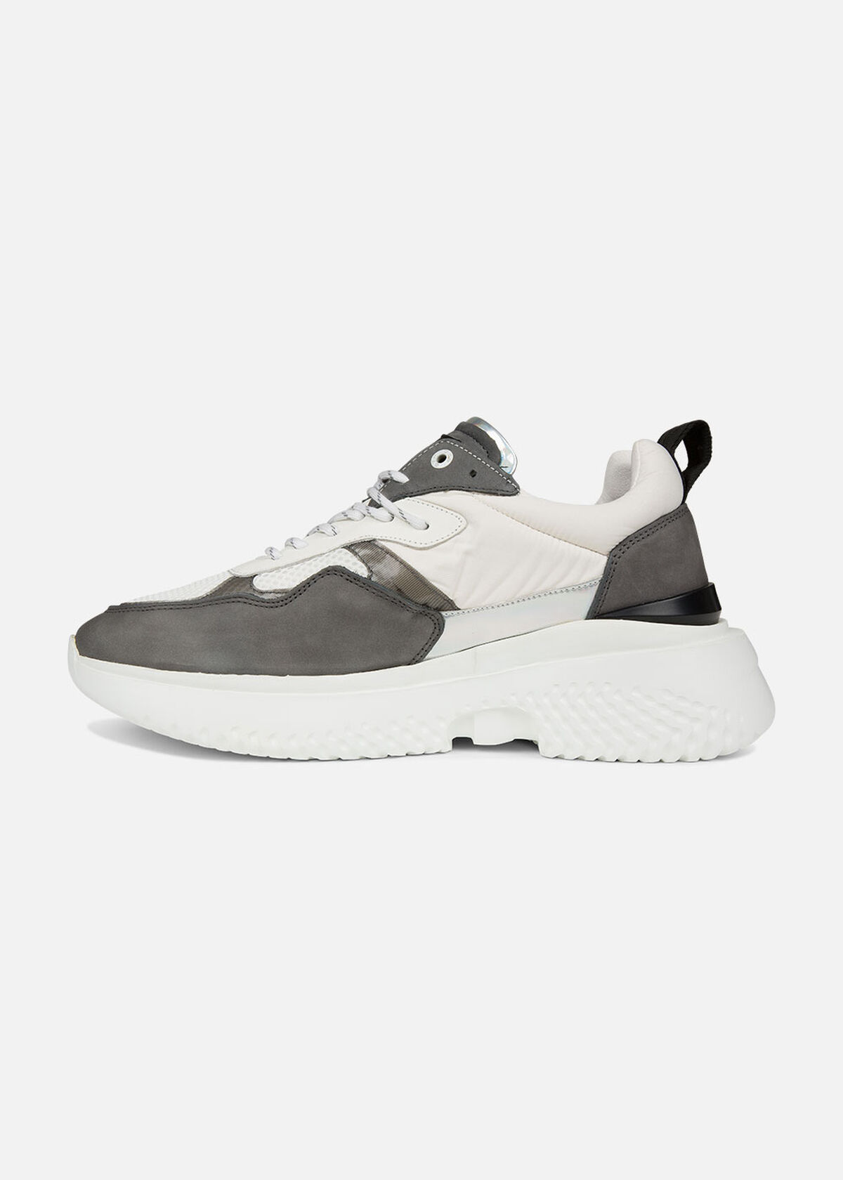 Crunch Runner 2.0 - Grey - Leather/Nylon/Mesh, White, hi-res