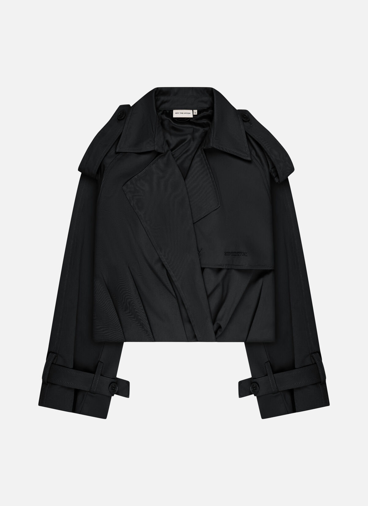 Pleated Trench Jacket, Black, hi-res
