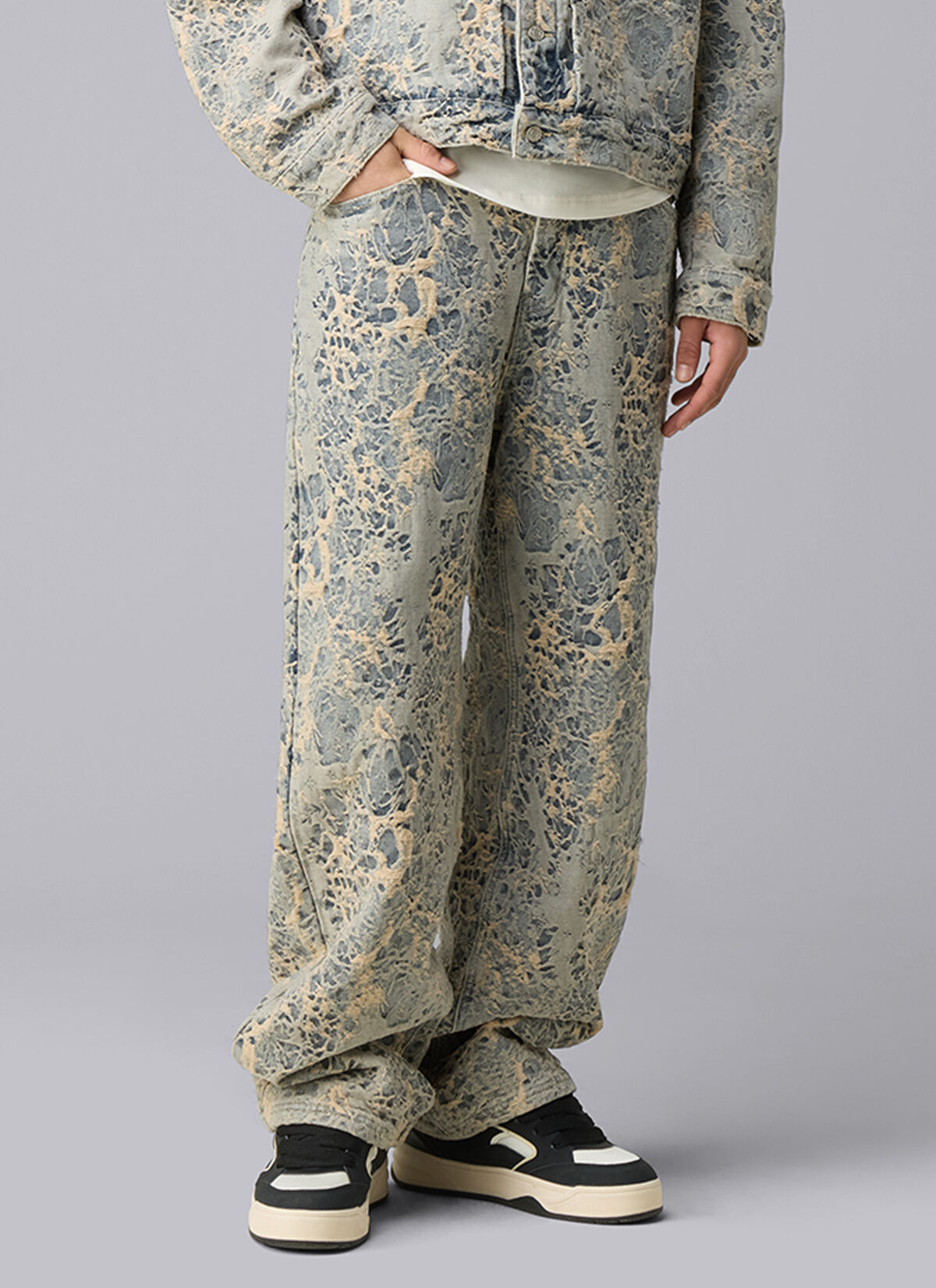 Jacquard denim Jeans, , hi-res