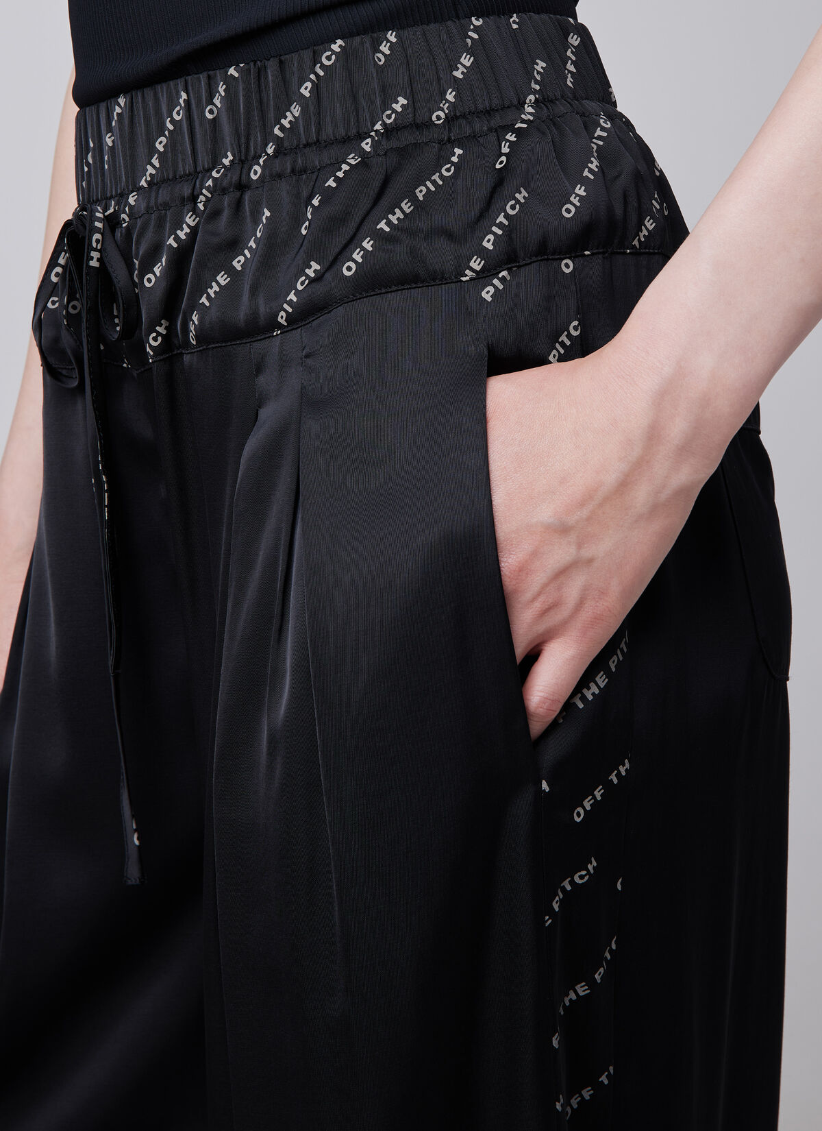 Satin Paige Pants, Black, hi-res