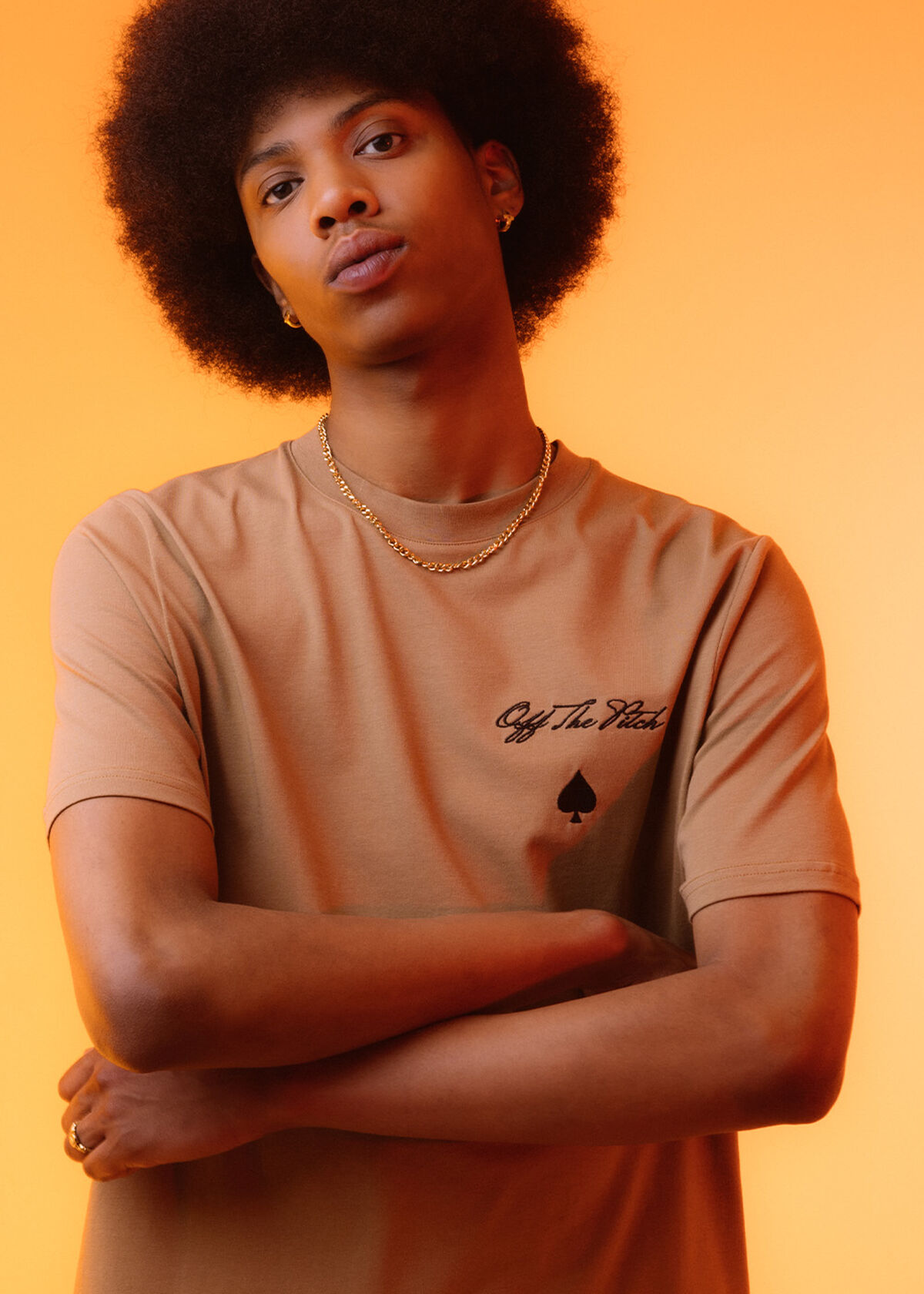 Script Ace Regular Tee, Cream/Bronze, hi-res
