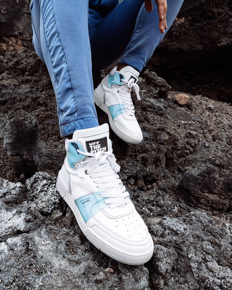 Basketta Hi Glass - Leather/Vinyl, White/Blue, hi-res