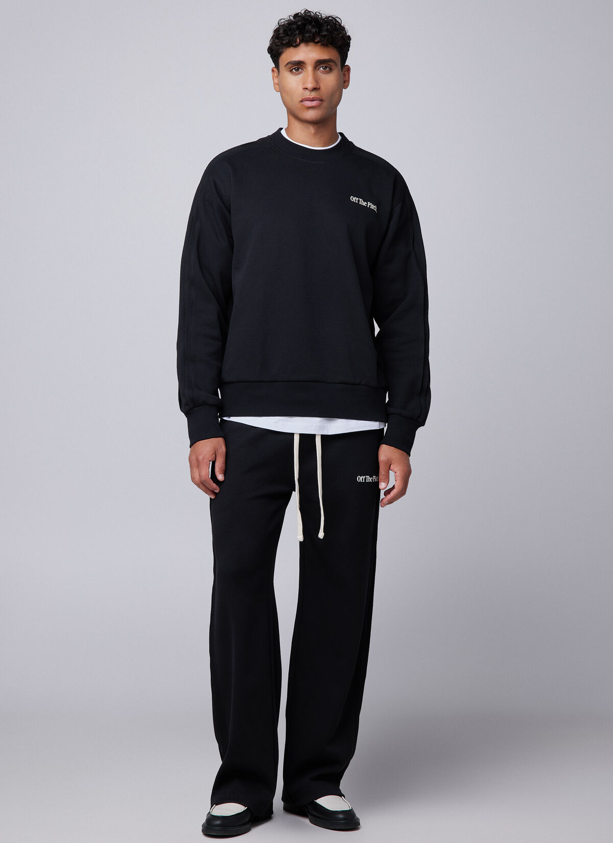 Raw Edge Panel Pants, Black, hi-res