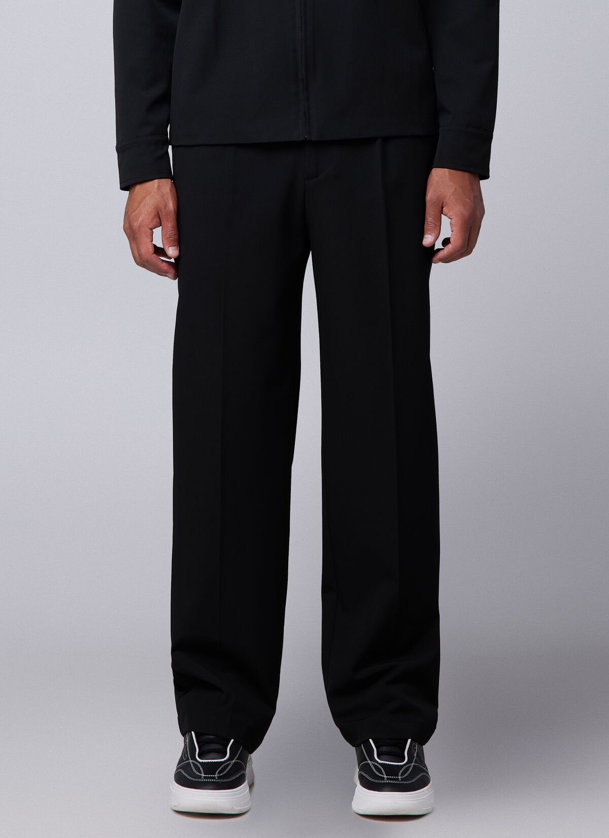 Pleated Trouser, Black, hi-res