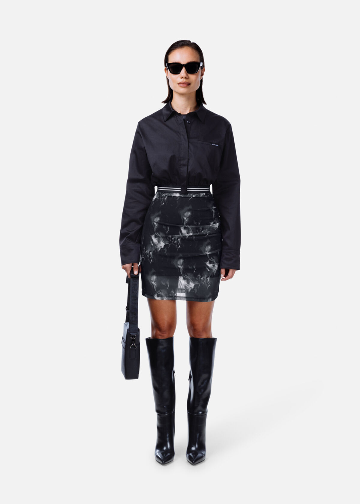 Cropped Shirt Women, Black, hi-res