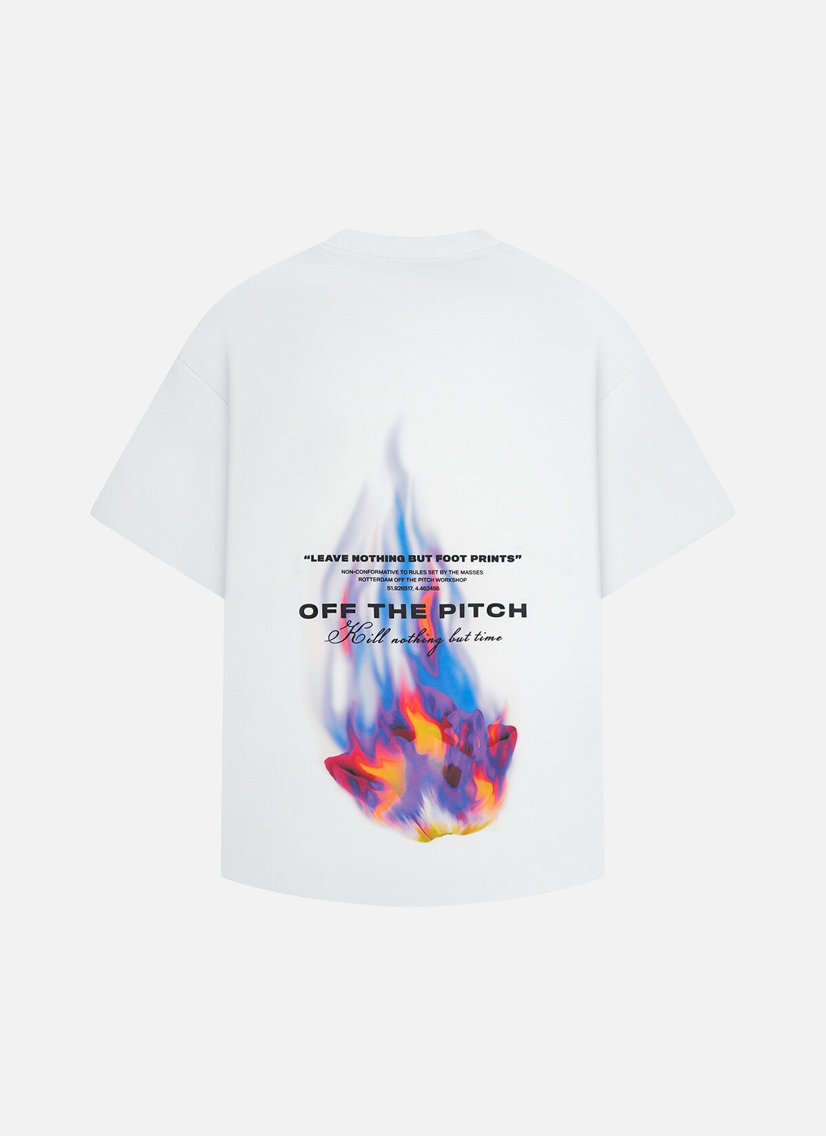 Burning Flower Oversized Tee, White, hi-res