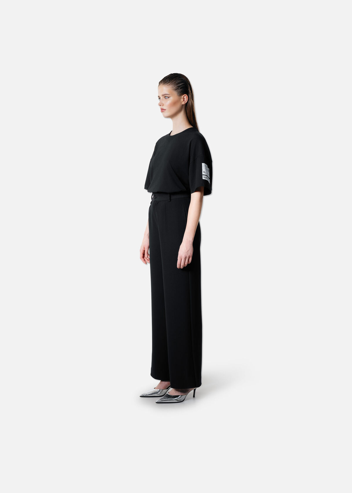 Relaxed Fit Retro collar tee, Black, hi-res