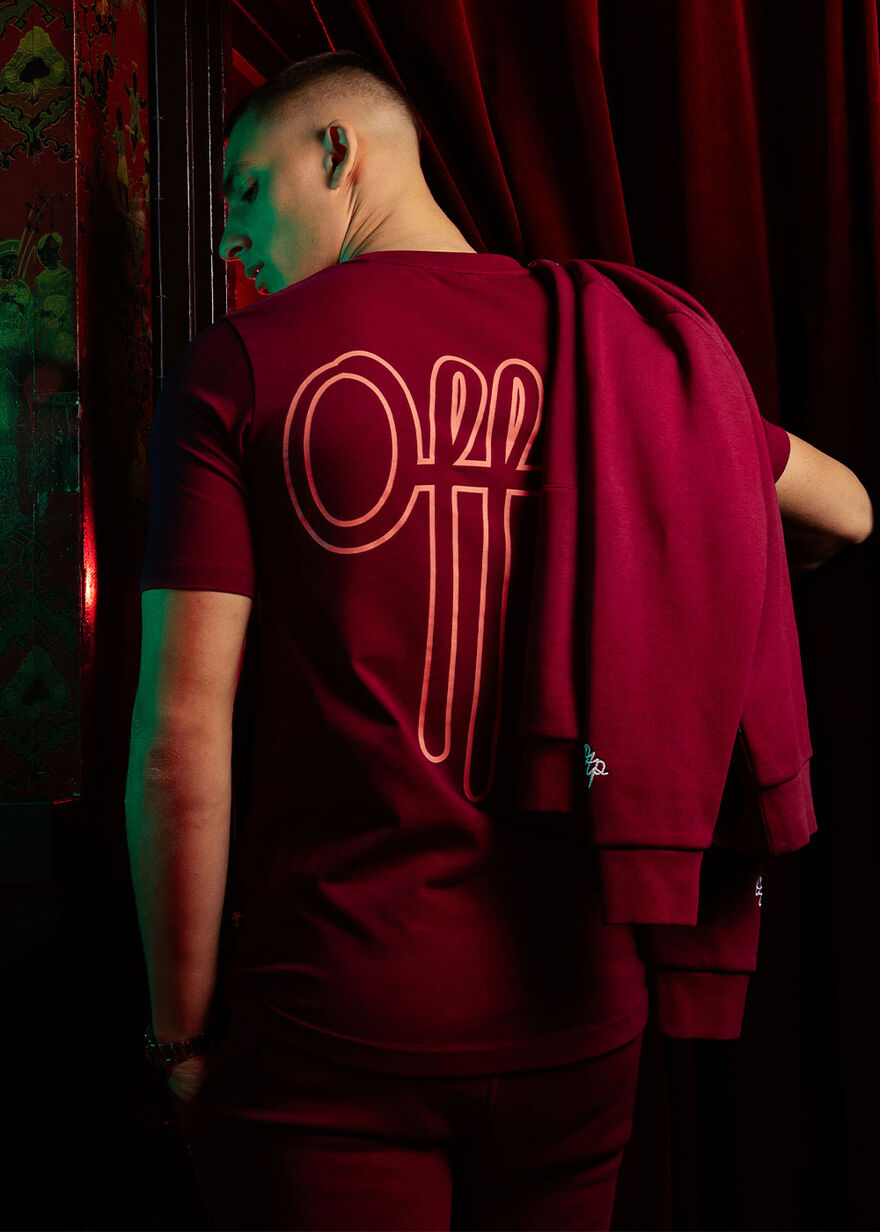 Outline Off - Dark green- 95% Cotton / 5% Elastane, Dark red, hi-res