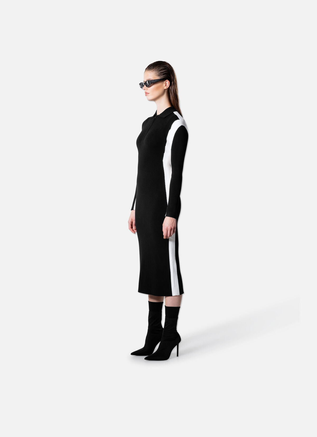 Knitted Bodycon Dress, Black, hi-res