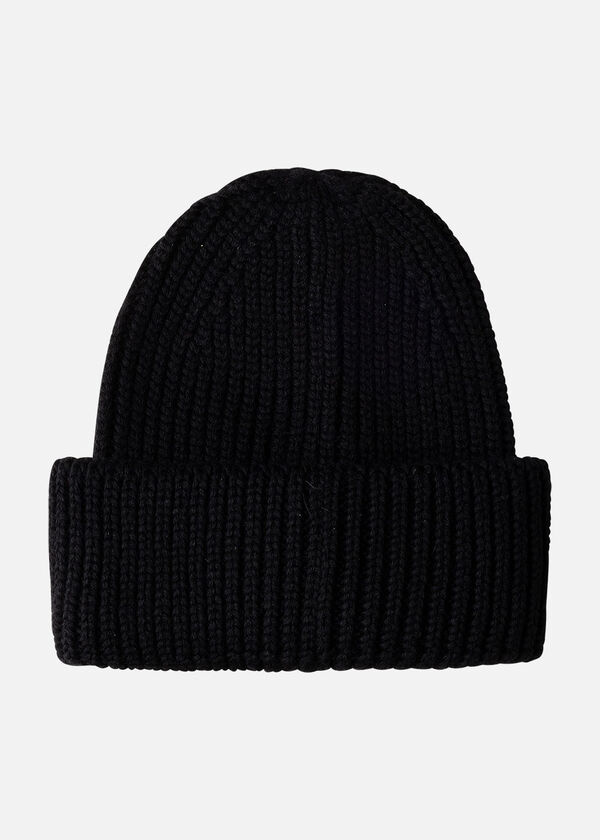 Wool-Blend Ribbed Beanie