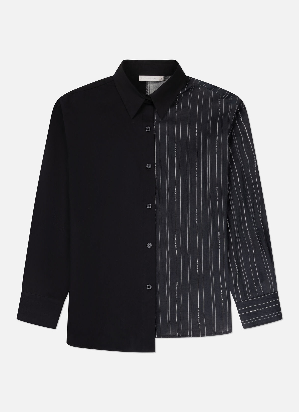 Asymmetric Striped Shirt, Black, hi-res