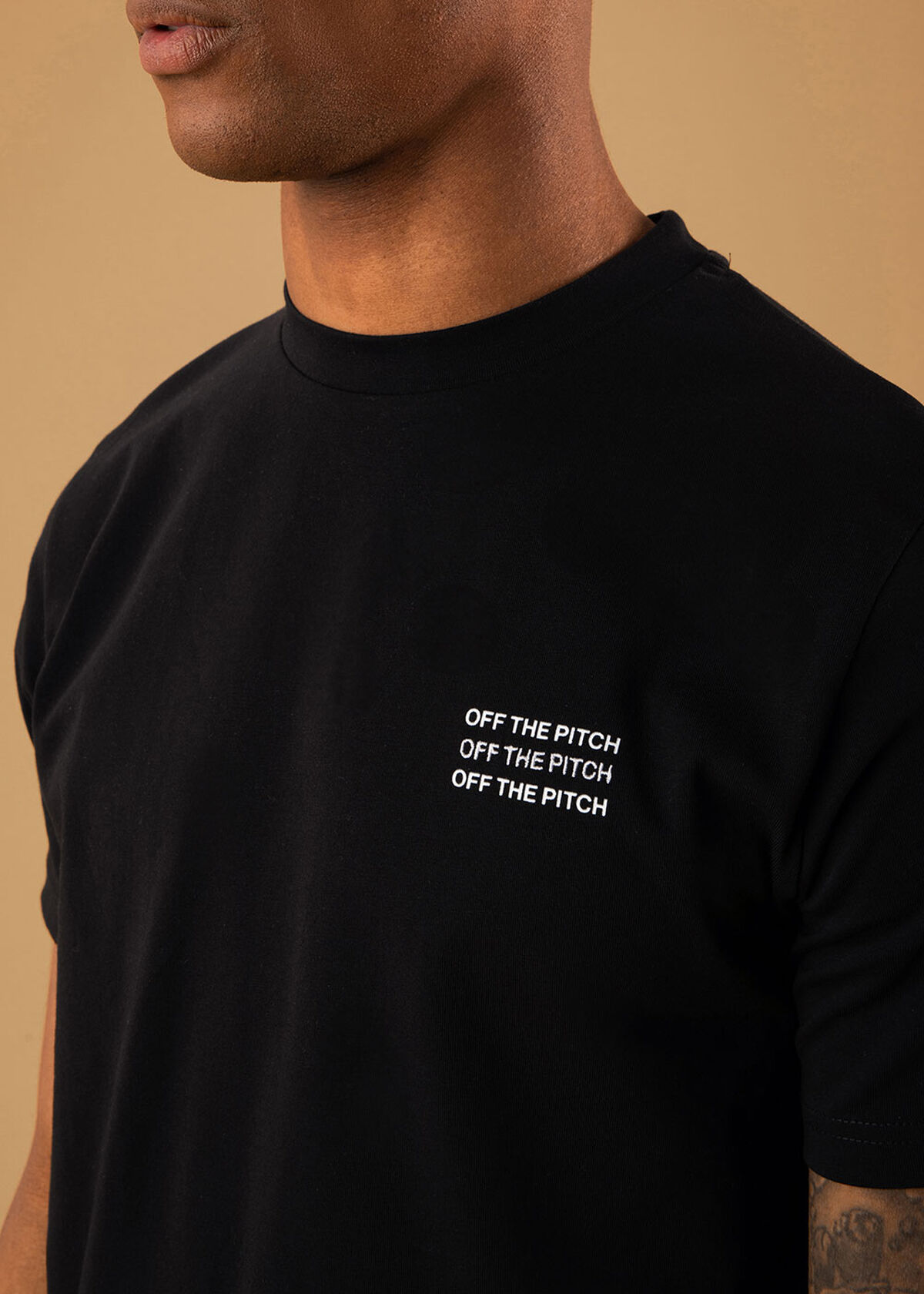 The Saturn Slimfit Tee - Black - 95% Cotton 5% Ela, Black, hi-res