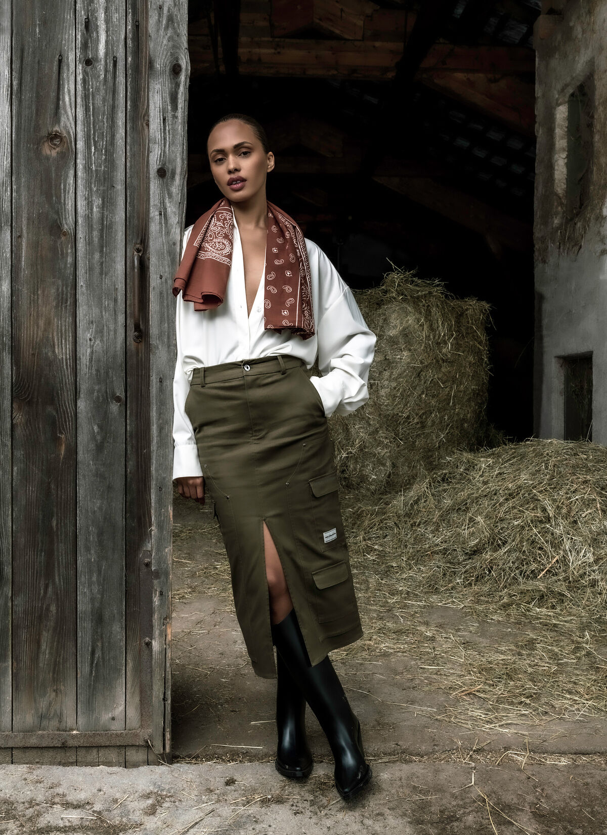 Carpenter Skirt, Dark green, hi-res