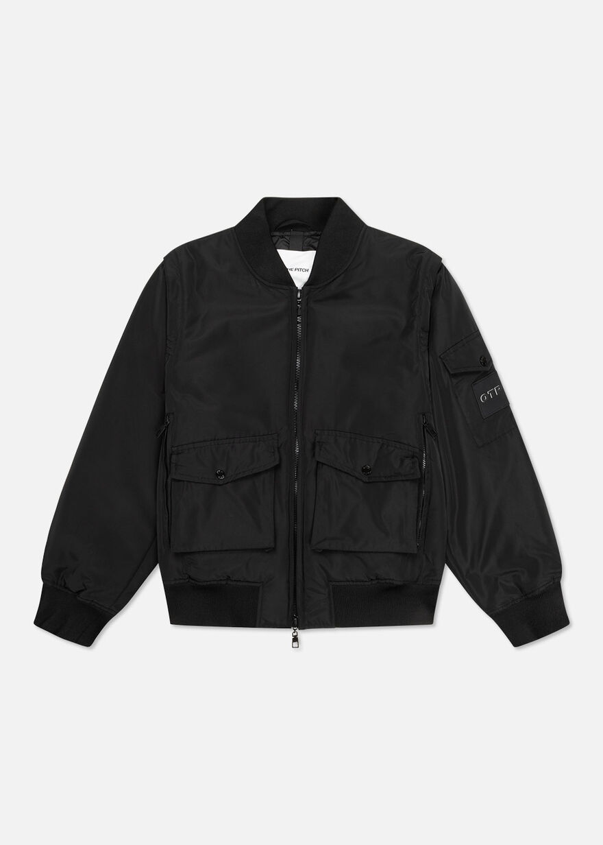 Zip-off Sleeve Jacket - 100% Polyester, Black, hi-res