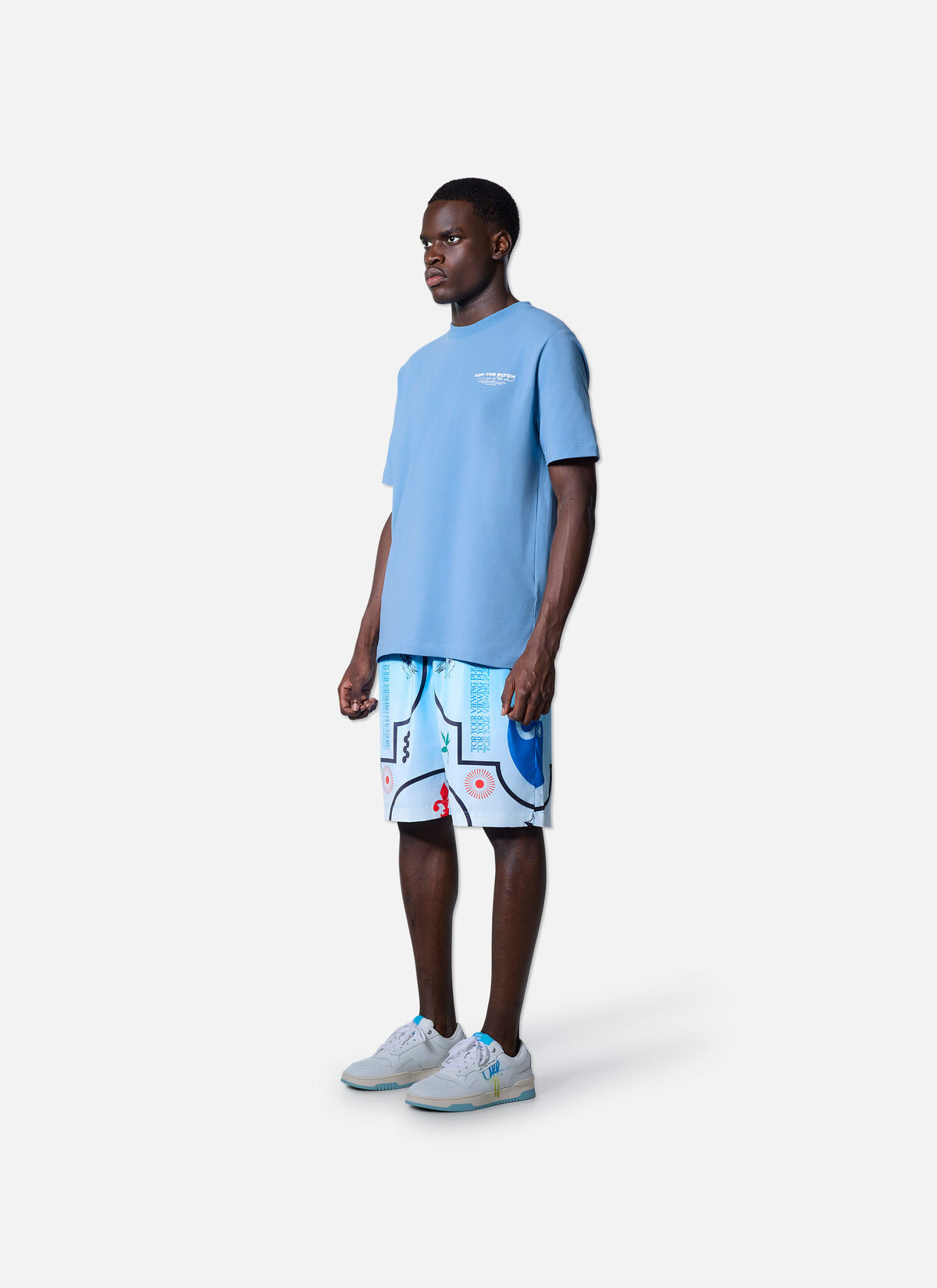 Global Satin Shorts, White/Blue, hi-res