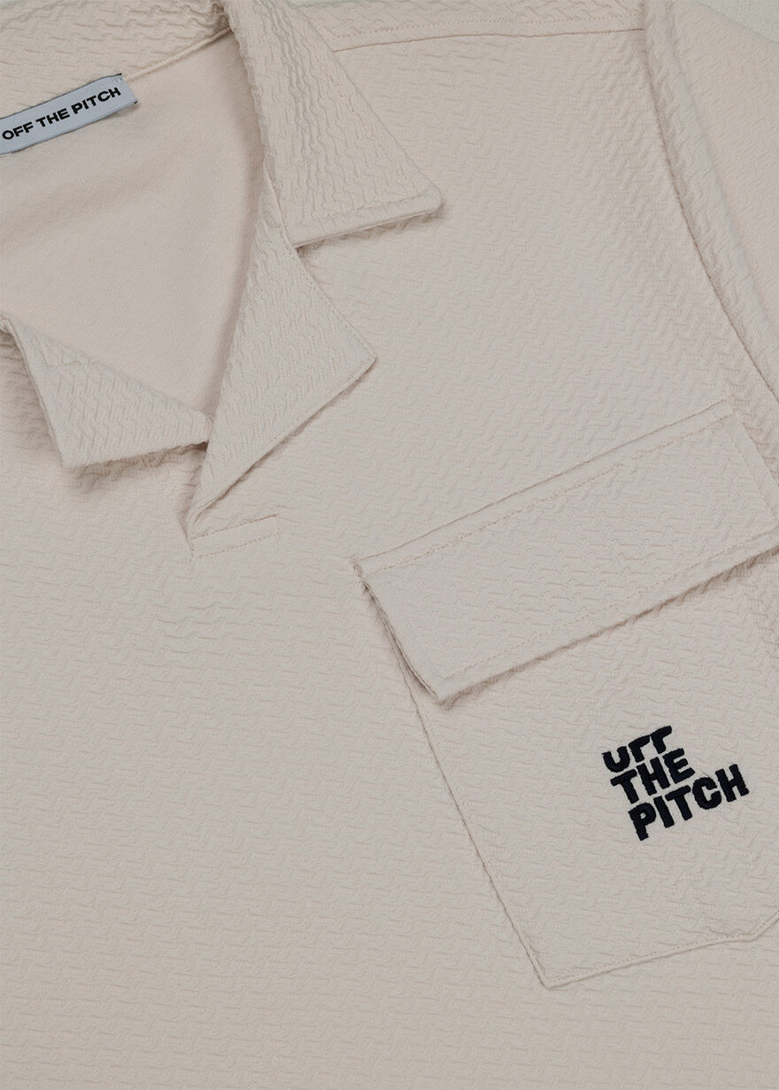 Boulevard Lapel Shirt - 97% Polyester / 3% Elastan, Crème, hi-res