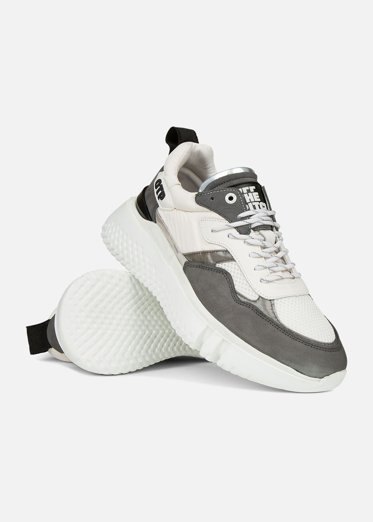 Crunch Runner 2.0 - Grey - Leather/Nylon/Mesh, White, hi-res