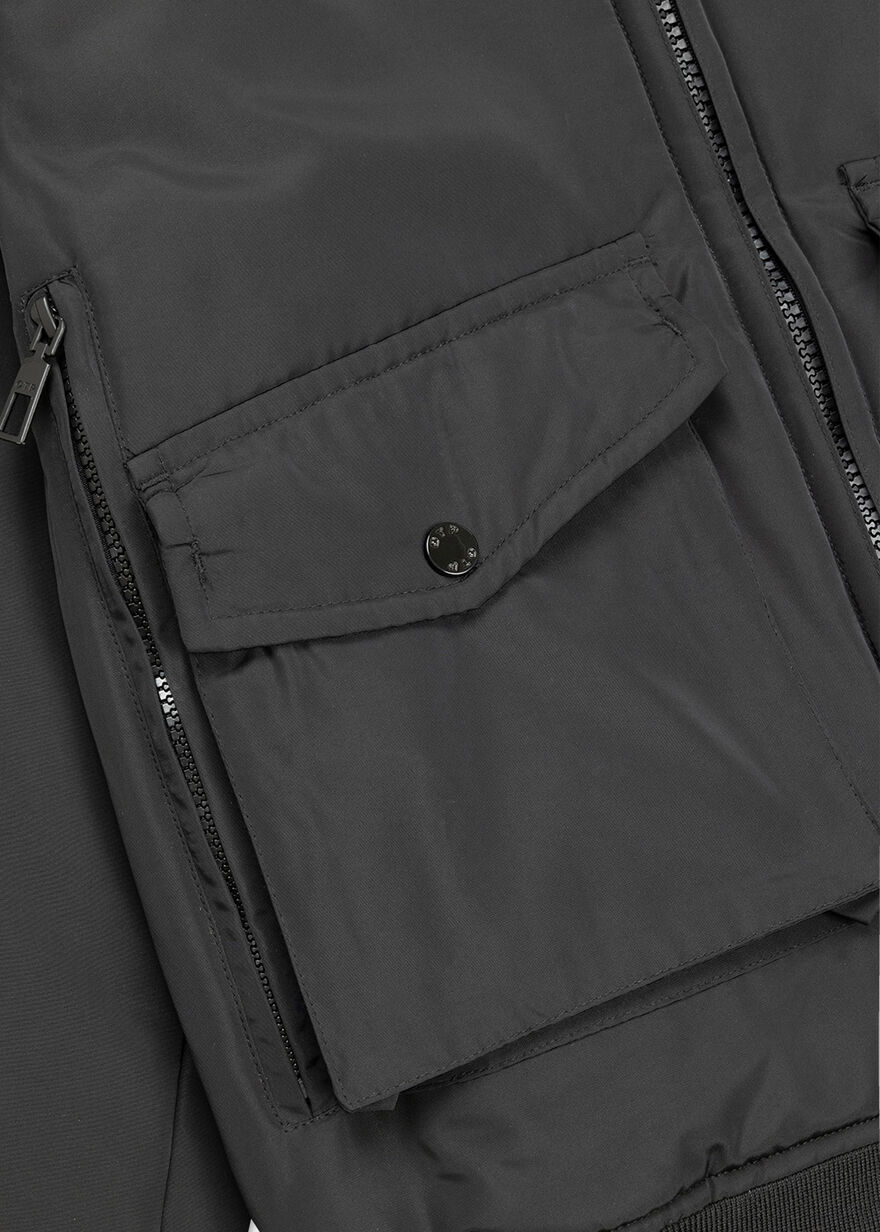 Zip-off Sleeve Jacket - 100% Polyester, Black, hi-res
