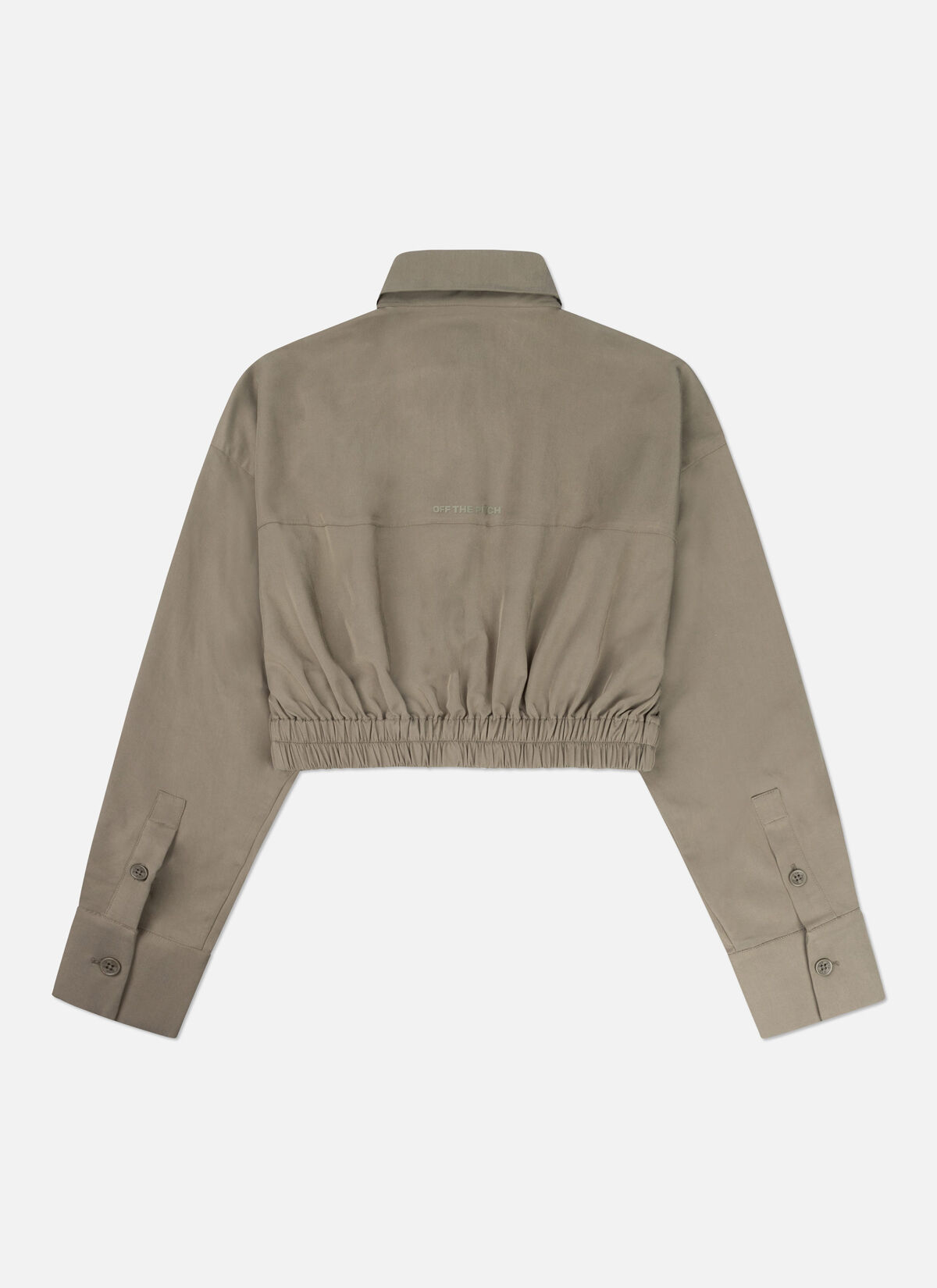 Gathered Cropped Shirt, Forest Green, hi-res