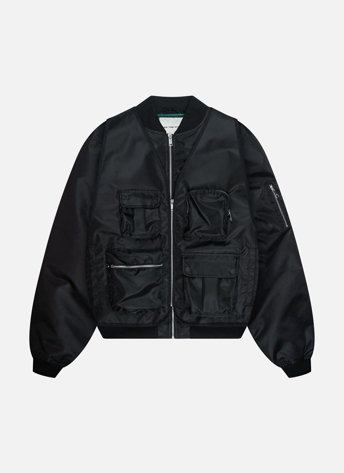 Double Layerd Bomber Jacket, Black, hi-res