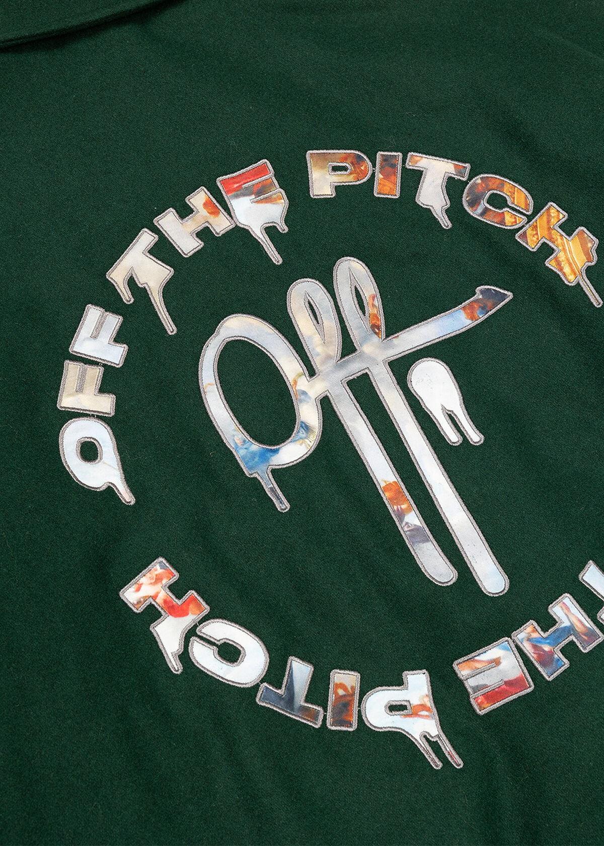 Graphic Varsity Jacket, Green, hi-res