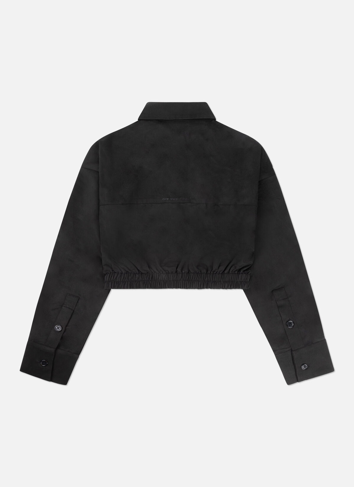 Gathered Cropped Shirt, Black, hi-res