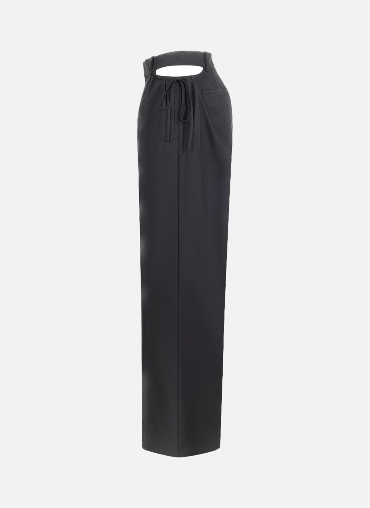 Gathered Drawstring Pants, Black, hi-res