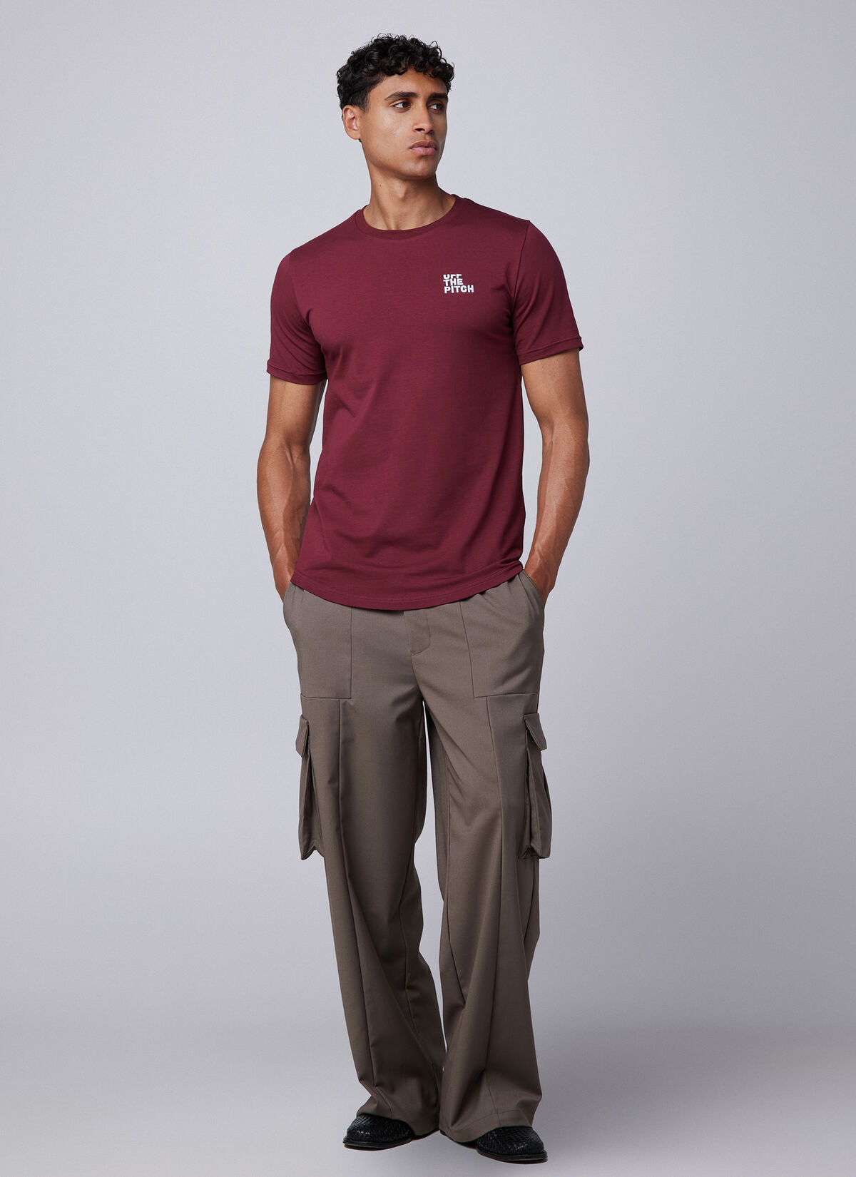 Full Stop Slim Fit Tee, Dark red, hi-res